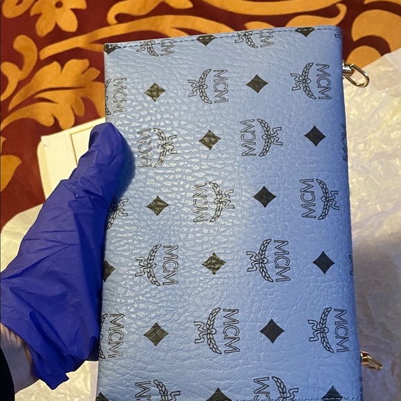 MCM Blue Clutch with Gold Chain/perfume mini - Picture 12 of 17